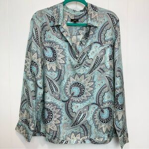 Talbots Silk Blouse Size 14 button front v neck